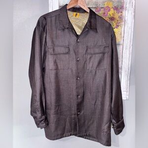 Steve Harvey Button Dark Down Brown Shirt Size Large Classy & Stylish